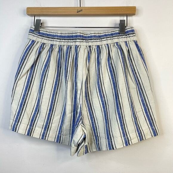 J Crew Cotton Linen Blue striped Tie front shorts Classic Coastal womens 4 new - Picture 6 of 10